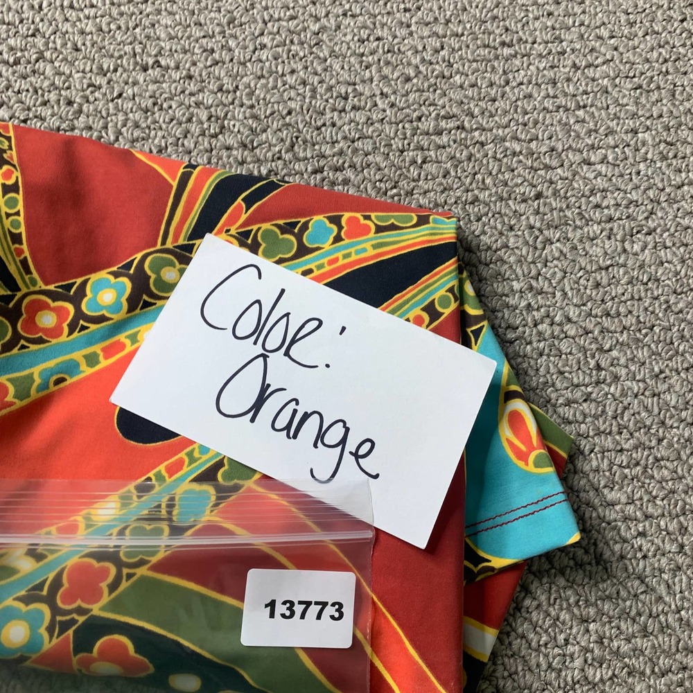 Athleta Womens T Shirt Top Size Small Orange Floral Paisley 3/4 Sleeves Pullover - Picture 13 of 13